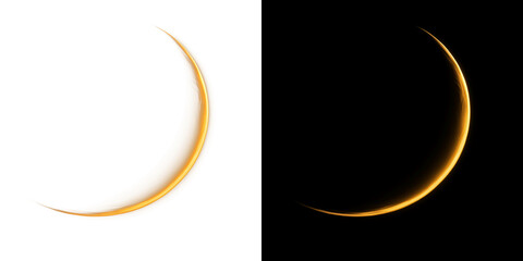 Golden Glowing Crescent Moon or Eclipse Light On Transparent Background PNG © Tomash