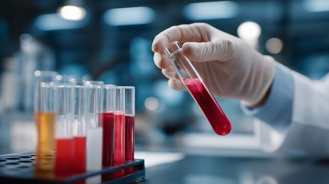 A research laboratory environment showcasing scientists conducting a study on blood samples related to anaemia, focusing on the analysis of hemoglobin levels, blood cell counts, and the impact of