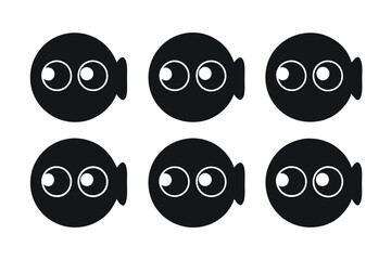 Fototapeta premium Simple Black Silhouette Fish with Wide White Eyes