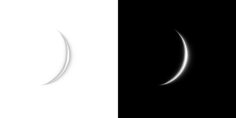 Silver Crescent Moon Phase or Eclipse Light On Transparent Background PNG © Tomash
