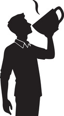 Silhouette of a Man Drinking from an Oversized Coffee Mug