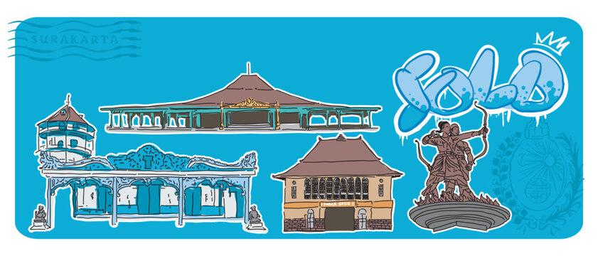 vector set of landmark cities, monuments, and transportation