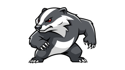 Obraz premium Aggressive Badger Mascot Vector Illustration, Fierce Animal Character for Sports Teams and Gaming Logos, Bold Graphic Design Element