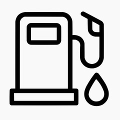 Line icon of a fuel pump and a drop &mdash; refueling, black on white, square minimalist style
