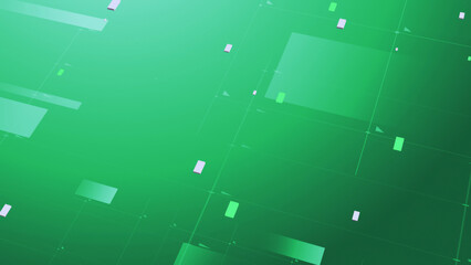 Abstract Green Digital Data Matrix with Floating Geometric Particles
