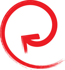 Vibrant red brushstroke arrow forming a circular motion pointing inward
