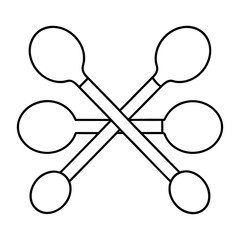 Set Of Wooden Cooking Spoons Line Art Vector On Transparent Background