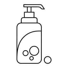 Shampoo Bottle With Pump Line Art Vector On Transparent Background