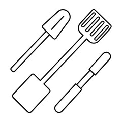 Silicone Spatula Tool Line Art Vector On Transparent Background