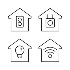 Smart Home Automation Icons Pack Line Art Vector On Transparent Background
