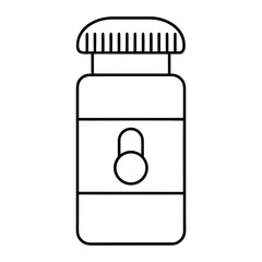 Vitamin Bottle Outline Line Art Vector On Transparent Background