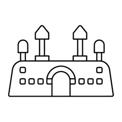 VR Game Arena With Obstacles Line Art Vector On Transparent Background