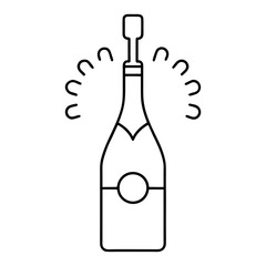 Wine Bottle With Cork Line Art Vector On Transparent Background