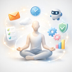 Digital Mindfulness and Productivity Management Concept for Modern Workflow Design