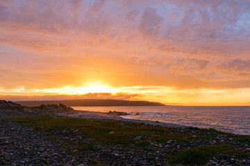 Russia, Murmansk region, Rybachy Peninsula. Sunset on the Barents Sea coast. August 2025