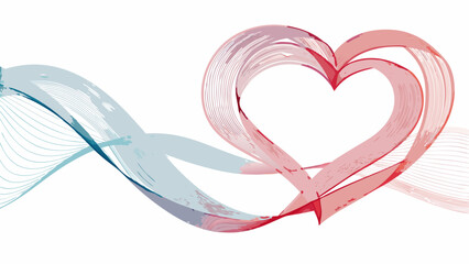 Vibrant heart shaped lines intertwined in modern art design