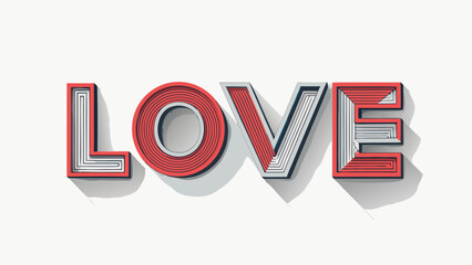 Stunning 3D love typography with red and white details