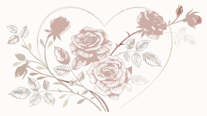 Beautiful roses in heart shape for love and romance designs