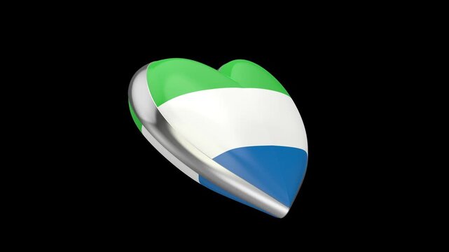 Spinning heart with flag of Sierra Leone on black background
