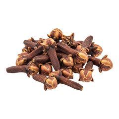 Obraz premium Aromatic brown dried cloves piled together on transparent background