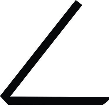 A simple graphic representation of an acute angle in black and white on a clean background