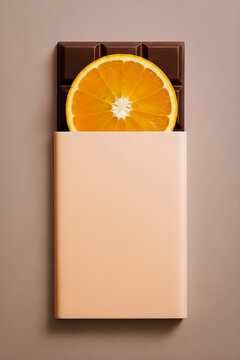 A chocolate with an orange slice