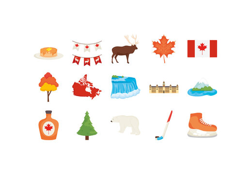 Colorful Canada Day Celebration Illustrations Set