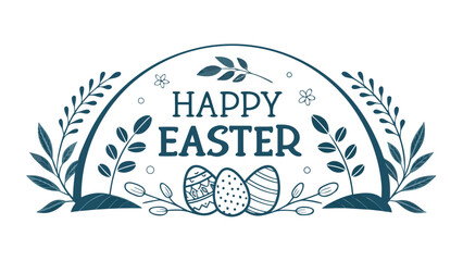 Easter celebration with decorative eggs and leaves in modern design