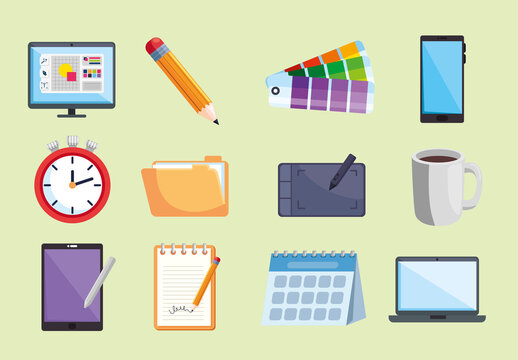 Colorful Graphic Design Illustrations Set