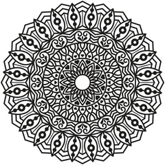 Fototapeta premium This unique floral mandala artwork features graceful petal patterns arranged in perfect symmetry. Clean line details and a circular balanced layout create a calming decorative look. 