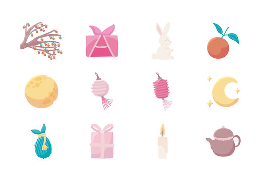 Chuseok Korea Autumn Moon Festival Illustrations Set
