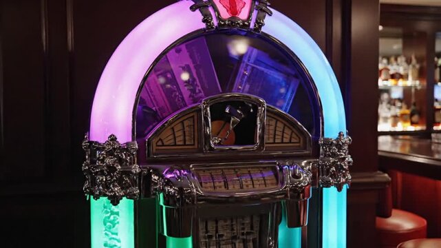 Vintage Jukebox in a Dimly Lit Bar