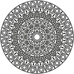 This unique floral mandala artwork features graceful petal patterns arranged in perfect symmetry. Clean line details and a circular balanced layout create a calming decorative look. 
