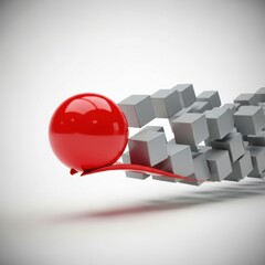 Leading innovation: A single sphere guiding a group of cubes, fostering creativity