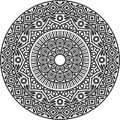 Fototapeta premium This unique floral mandala artwork features graceful petal patterns arranged in perfect symmetry. Clean line details and a circular balanced layout create a calming decorative look. 