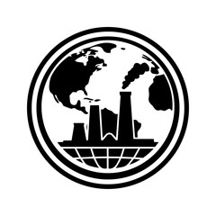 Global industry emblem reflecting environmental impact, industrial activity, and sustainability awareness.