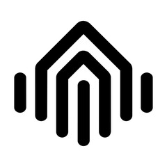 Wireless home signal mark representing sensors, connectivity, and real time smart home communication.