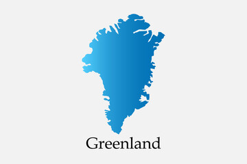 Blue Gradient Greenland Map Silhouette With Bold Greenland Label For Educational And Travel Branding.