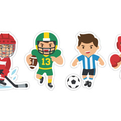 Diverse group of cartoon athletes representing various sports.