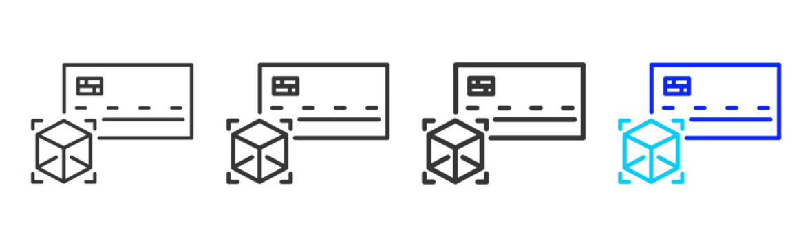 Card Token icon set collection creative outline style for finance toolkit with multiple thickness variations suitable for digital design branding ui ux web app
