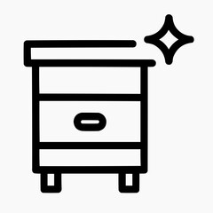 Line icon of a beehive box and a spark &mdash; active hive, black on white, square minimalist style
