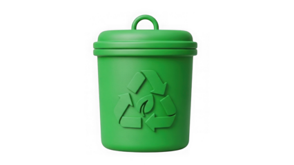 Ecofriendly Green Recycling Bin With Leaf Icon 3d Render