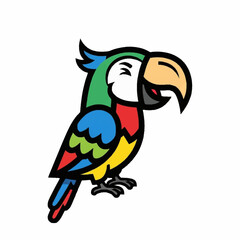 Obraz premium Cartoon Parrot Illustration Cheerful Tropical Bird.