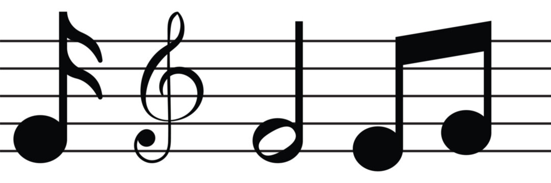 Musical Staff and Treble Clef Icon Set &ndash; Vector Notes, Sheet Music, and Music Symbols 
for Education and Composition