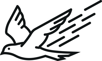 Obraz premium Flying bird icon with motion lines
