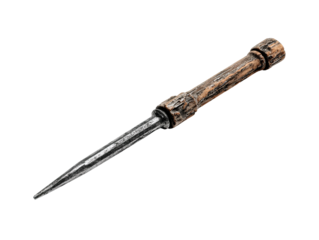 A handcrafted, detailed metal awl for leather working or DIY projects Isolated Transparent Background, PNG