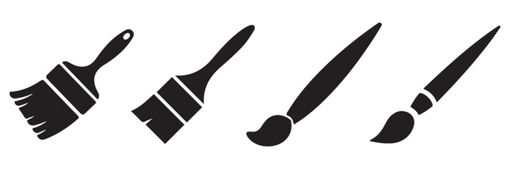 Obraz premium Paint Icons Set – Brush and Roller Vector Collection, Transparent Background, Illustration Sign Symbols