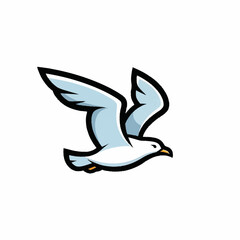 Obraz premium Graceful Seagull in Flight with Wings Spread Wide.