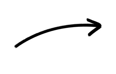 Black Arrow Direction Indicator in Simple Hand-Drawn Style with Clean White Background for Infographic Design