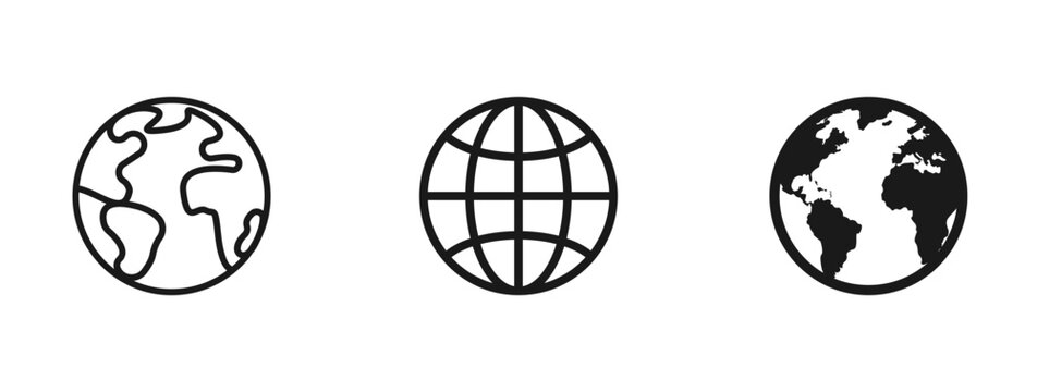 Globe icon set. Globe Icon vector illustration, Go to web symbol icon, www symbol, Web icon, website, homepage icon set, earth clip art, globe symbol. Vector Illustration